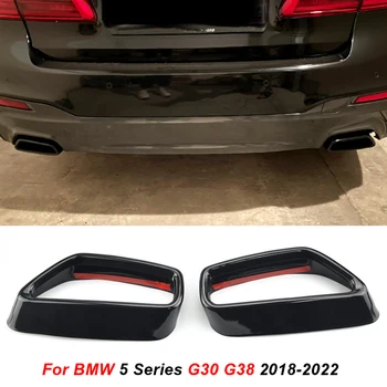 BMW 5 Serisi için G30 G31 2018-2021 Paslanmaz Çelik Siyah Araba Egzoz Borusu Kapağı Çıkartmalar Dış Modifikasyon Araba Aksesuarları