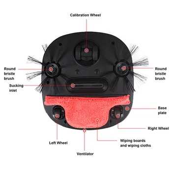 Robotlu süpürge Süpürme Temizleyici Paspas Elektrikli Süpürge 3 in 1 ıslak kuru elektrik süpürgesi ev için (Siyah AB Tak)