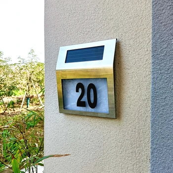 Güneş ışığı LED ev numarası Dış Aydınlatma Kapı İsim Plakası adres lambası sundurma ışıkları güneş şarj edilebilir pil