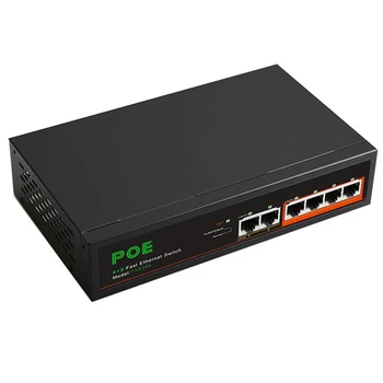 6 Port 100Mbps POE Ağ Anahtarı Ağ Anahtarı Splitter Metal Siyah Yeni VLAN Fonksiyonu İle gözetim kameraları ABD Plug